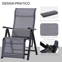 Sdraio da Giardino Zero Gravity Set 2 Pz, Regolabile su 9 Livelli, con Cuscini, 65x70x111cm, Grigio