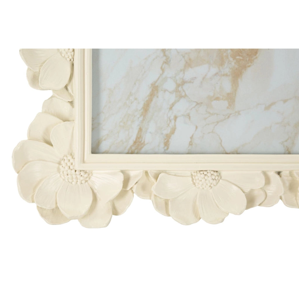 Cornice portafoto floreale in poliresina crema