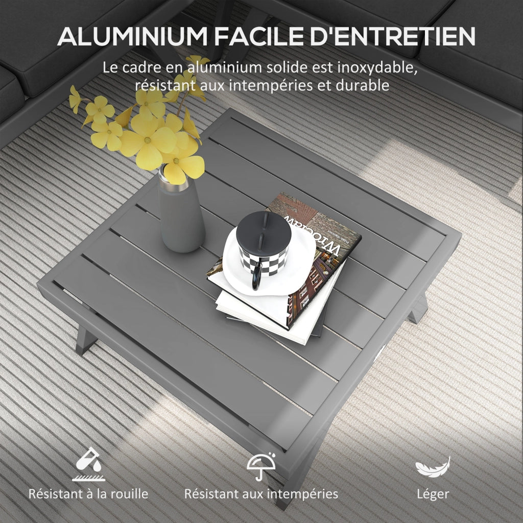 Set divano angolare esterno 4 pezzi con 2 divanetti, 1 poltrona e 1 tavolino ¨C zephmum ¨C polyrattan grigio