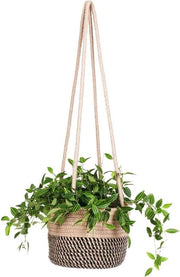 Porta piante per interni con apertura automatica - Supporto per piante intrecciato - Organizzatore di stoccaggio in cotone - Sostegno per piante intrecciato appeso