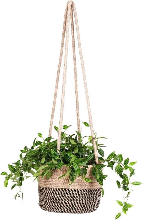 Porta piante per interni con apertura automatica - Supporto per piante intrecciato - Organizzatore di stoccaggio in cotone - Sostegno per piante intrecciato appeso