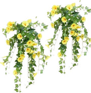 Due pezzi di fiori artificiali pendenti, fiori di plastica finti, viti di vigna aurora mattutina, per cancelli interni esterni giardino terrazza cornice di tetto decorazione di matrimonio decorazione di muro