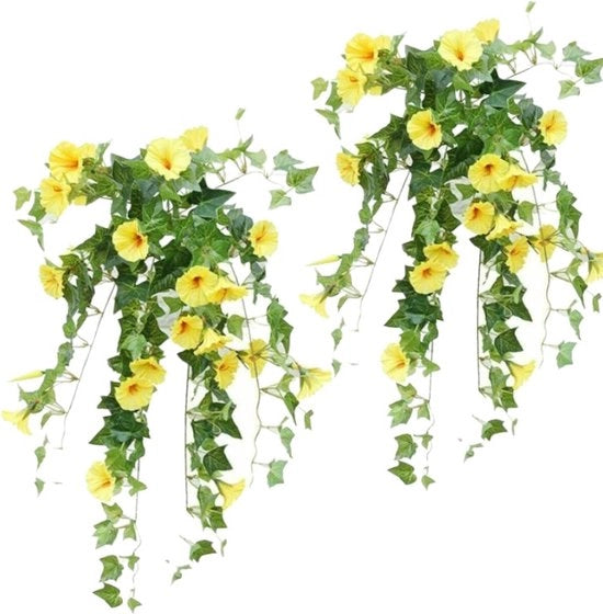 Due pezzi di fiori artificiali pendenti, fiori di plastica finti, viti di vigna aurora mattutina, per cancelli interni esterni giardino terrazza cornice di tetto decorazione di matrimonio decorazione di muro