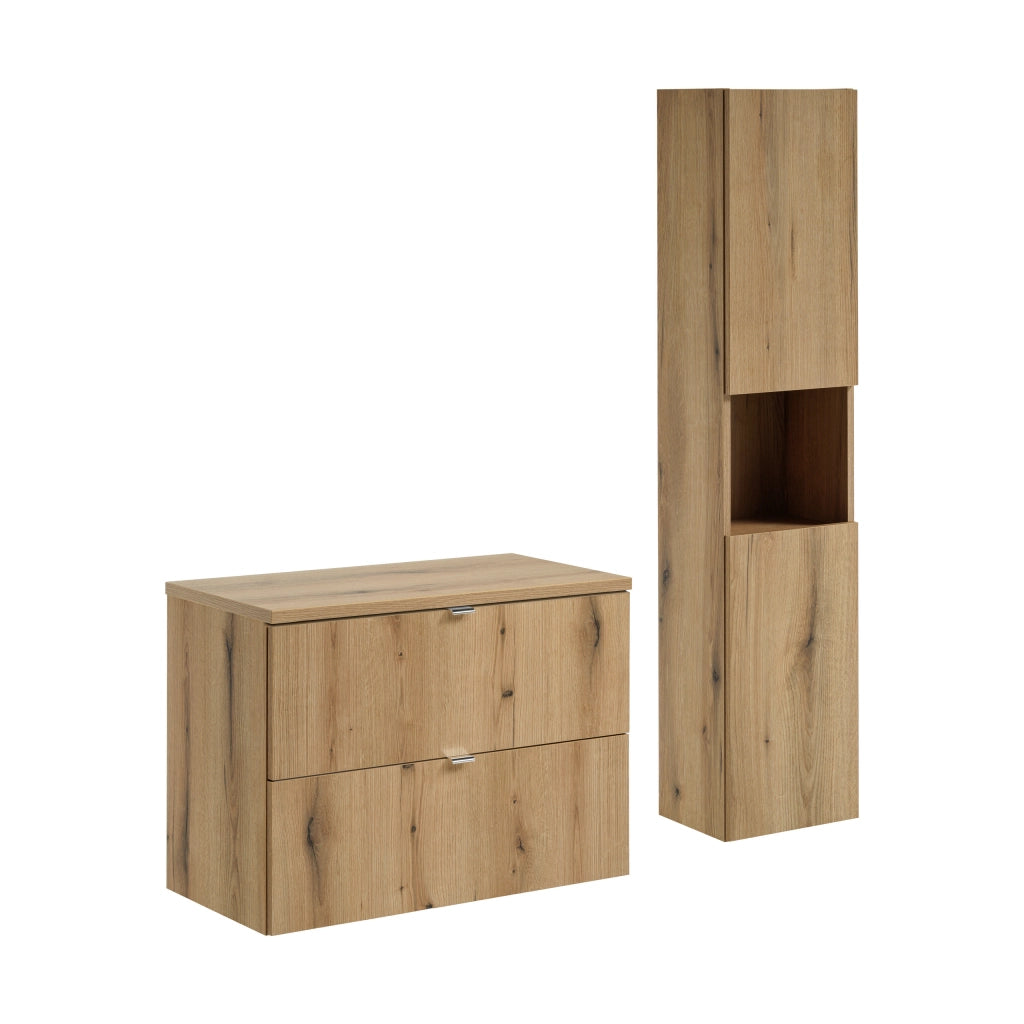 Set mobili bagno 80 cm con piano e Szafką wysoką Nova Oak 80 x 1401 x 40 cm