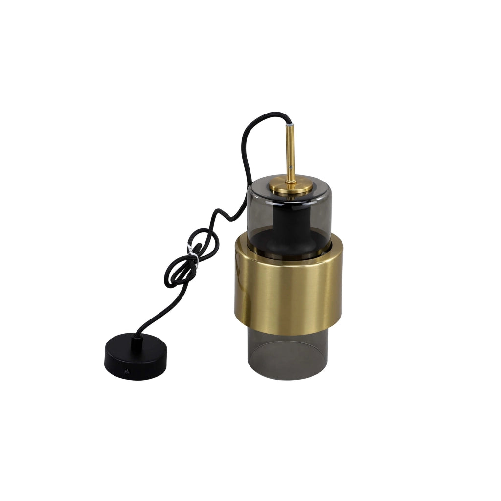 Lampada a sospensione Miele vetro fumé oro E27 150cm
