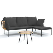 Set Salotto da Giardino 3pz | Set di Mobili da Esterno con Cuscini Grigio Scuro Polyrattan