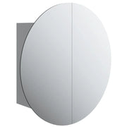 Mobiletto da bagno rotondo con specchio e illuminazione a LED 40 x 40 x 17,5 cm grigio 02_0006559