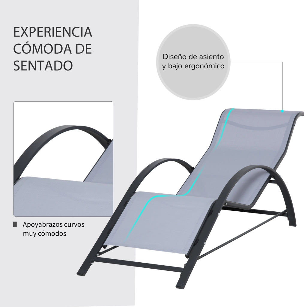 Set 2 Poltrone Relax con Tavolino ¨C zephmum ¨C Grigio, PolyRattan, 59x169x66 cm