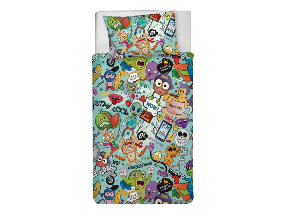 Copripiumino Sacco Piumone Freestyle Per Ragazzi 100% Cotone Digitale Cool - Piazza E Mezza - Cool