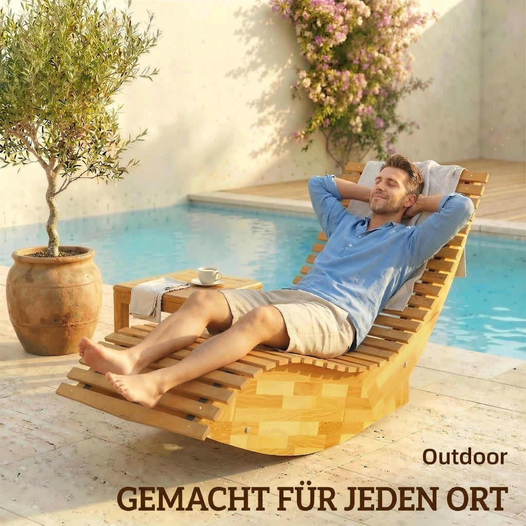 Lettino da giardino in legno di acacia pieghevole ergonomico a doghe ¨C Minimal ¨C 60x156x77 cm