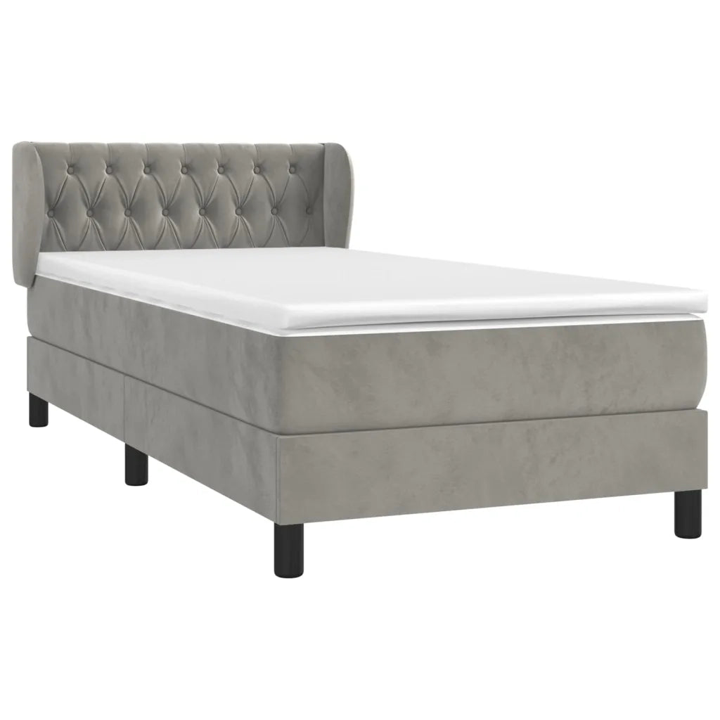 Giroletto a Molle con Materasso Grigio Chiaro 90x190 cm Velluto 3127643