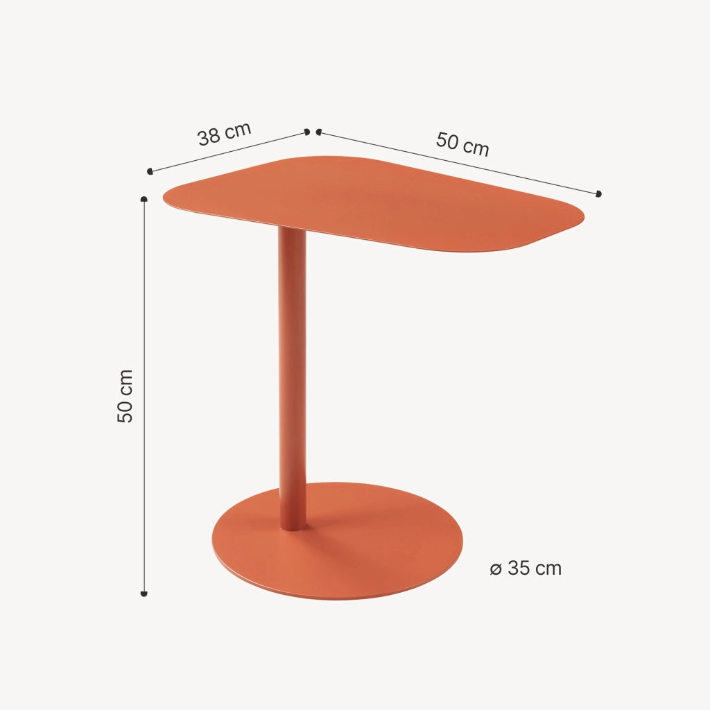 Tavolino Laterale da Divano Nastätten Metallo Piano Trapezoidale - Rosso Mattone Opaco [en.casa]