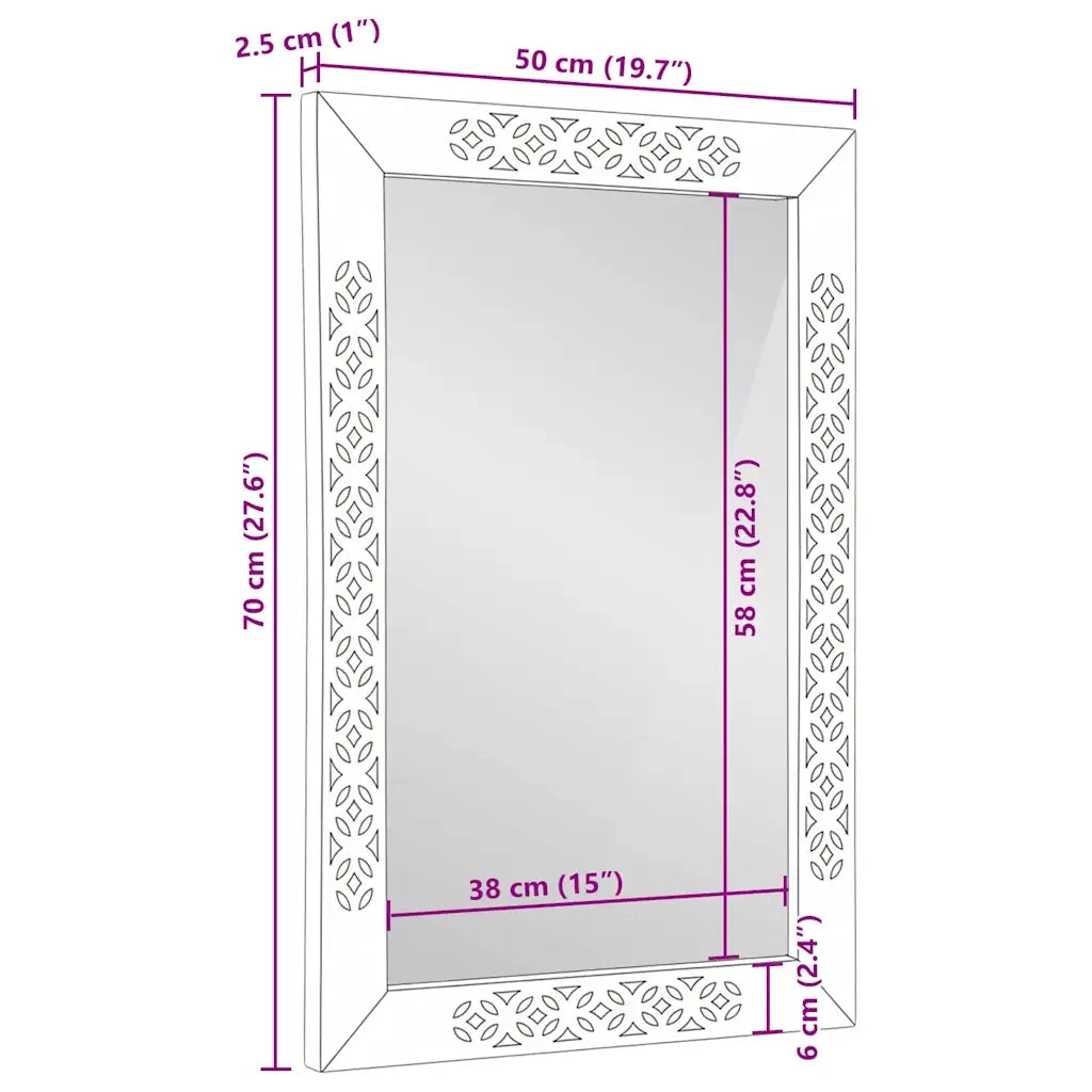 vidaXL Specchio Bianco 57 x 70 x 3 cm legno massello di mango