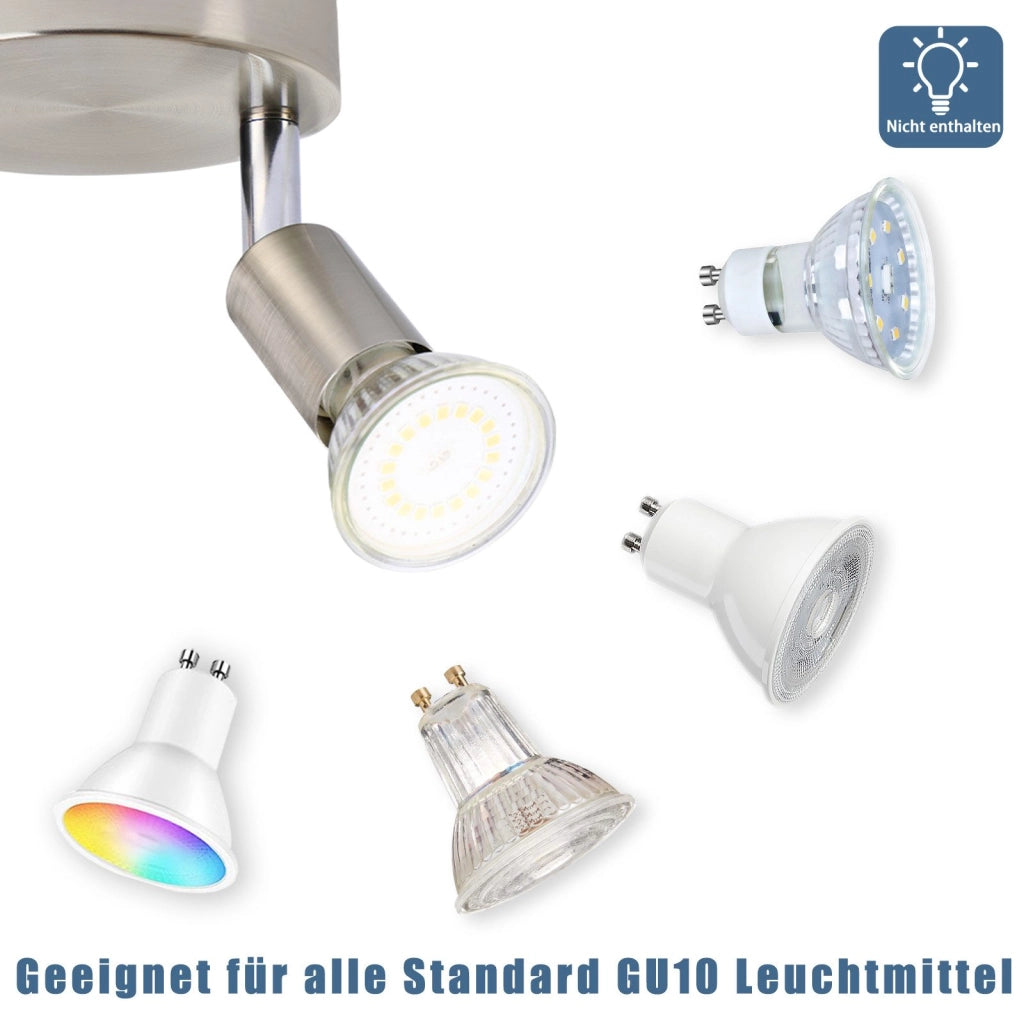 ZMH Faretto da soffitto 4 luci GU10 metallo nichelato regolabili 350° stile moderno max 25W