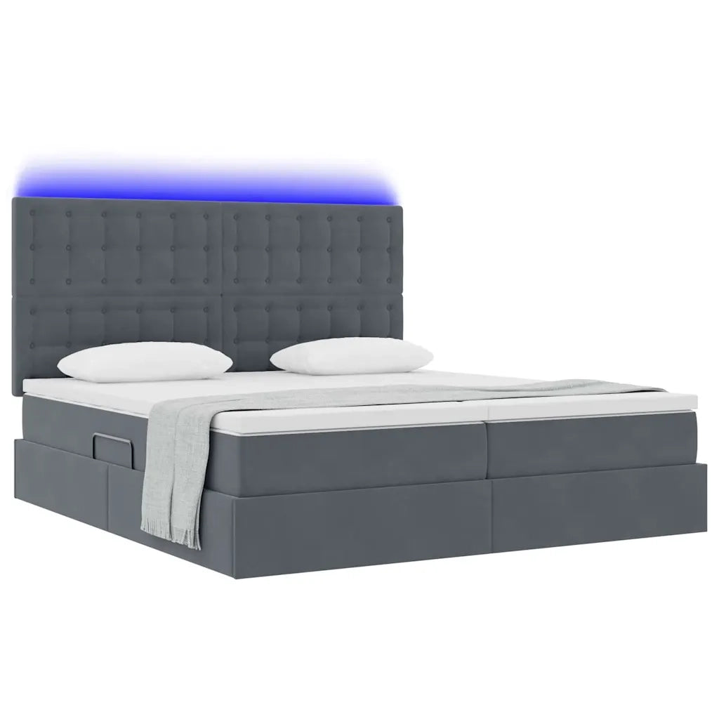Letto con contenitore LED e materasso Grigio Scuro 180 x 200 cm