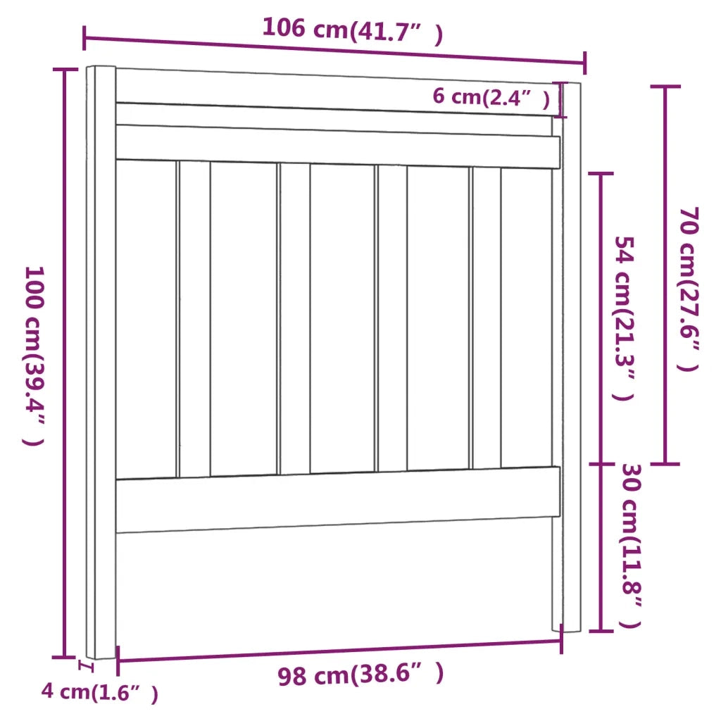 Testiera per Letto Grigia 106x4x100cm in Legno Massello di Pino 817777