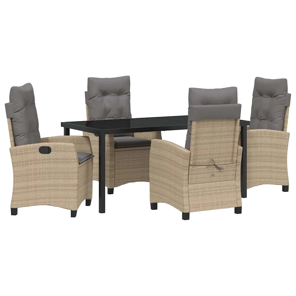 Set da Pranzo per Giardino con cuscino 5 pcs Beige polyrattan 3380403