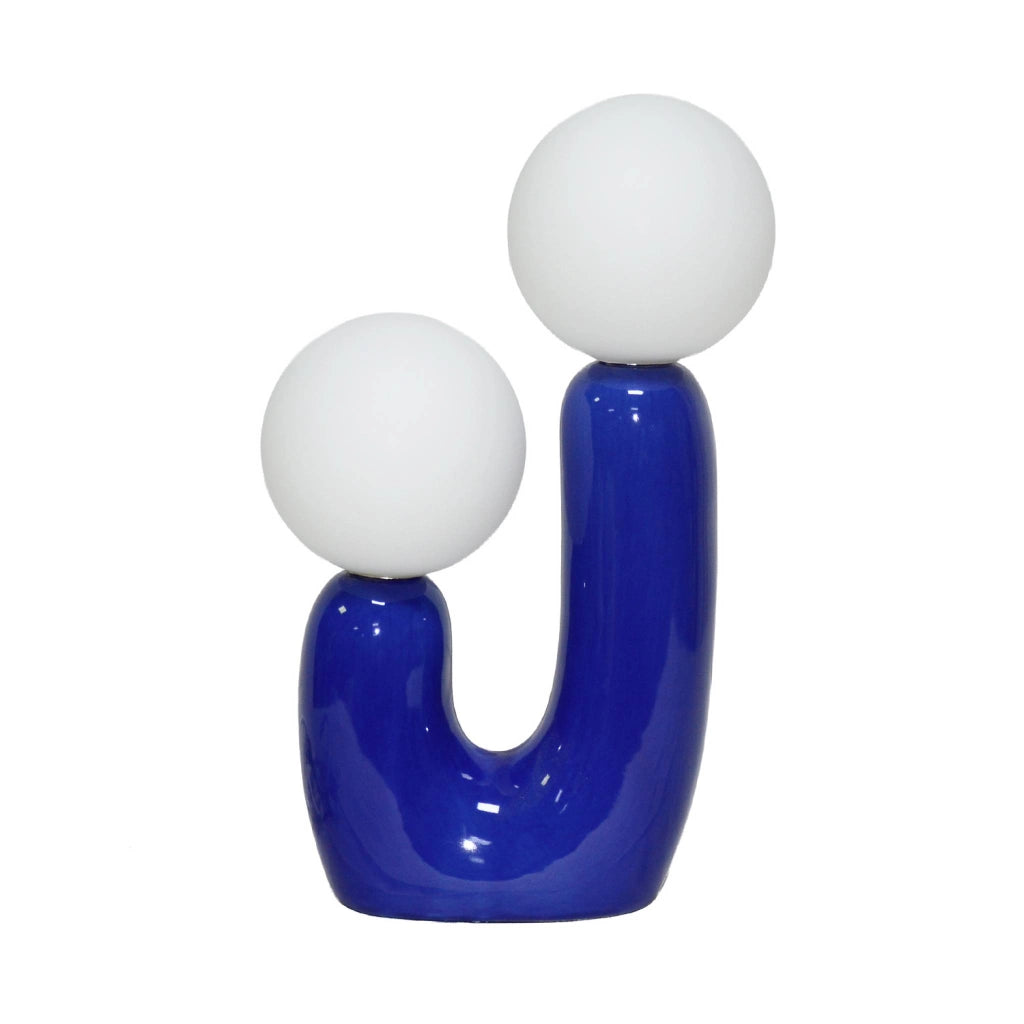 Lampada da tavolo organica ceramica e vetro, 31cm, blu