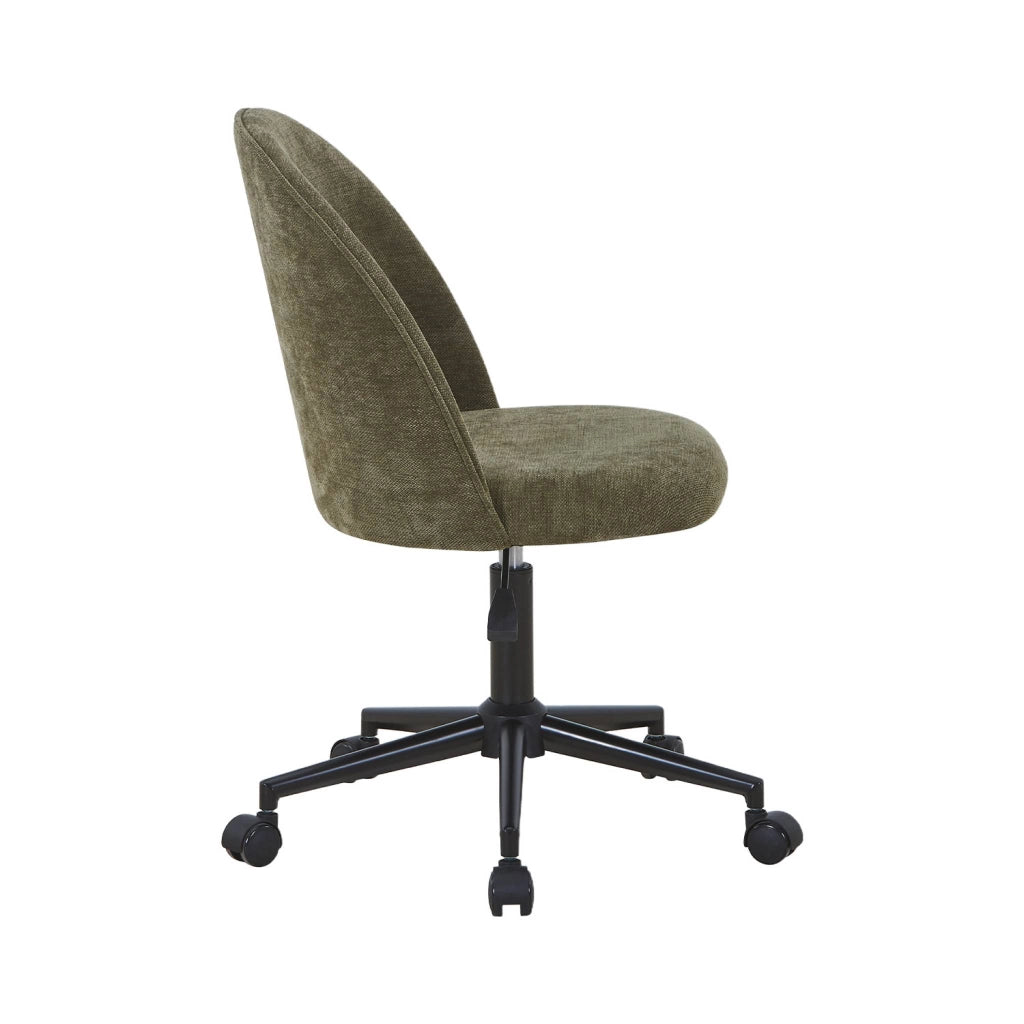 Sedia da ufficio con rotelle in tessuto, verde kaki