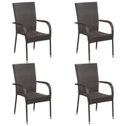 Set Mobili da Pranzo Giardino 5 pz | Set Salotto da Giardino in Polyrattan Marrone
