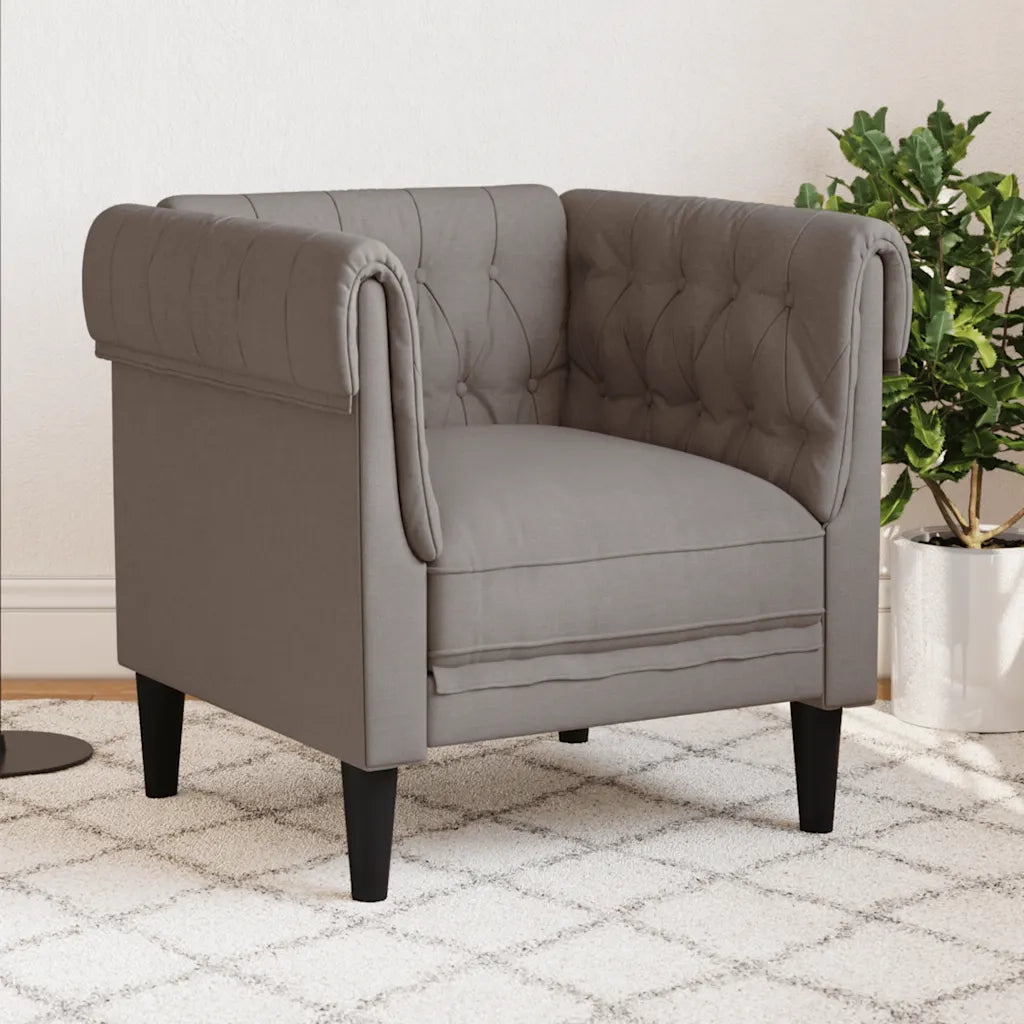 Divano Sedia-Poltrona Chesterfield Tortora in Tessuto