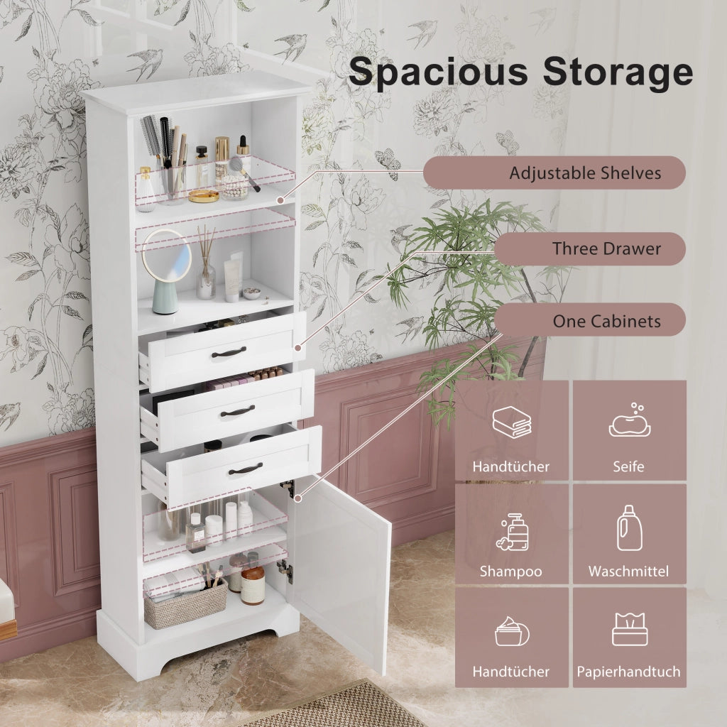 Armadietto Bagno con Cassetti e Ripiani ¨C MINIMAL ¨C Bianco 56x25.6x167