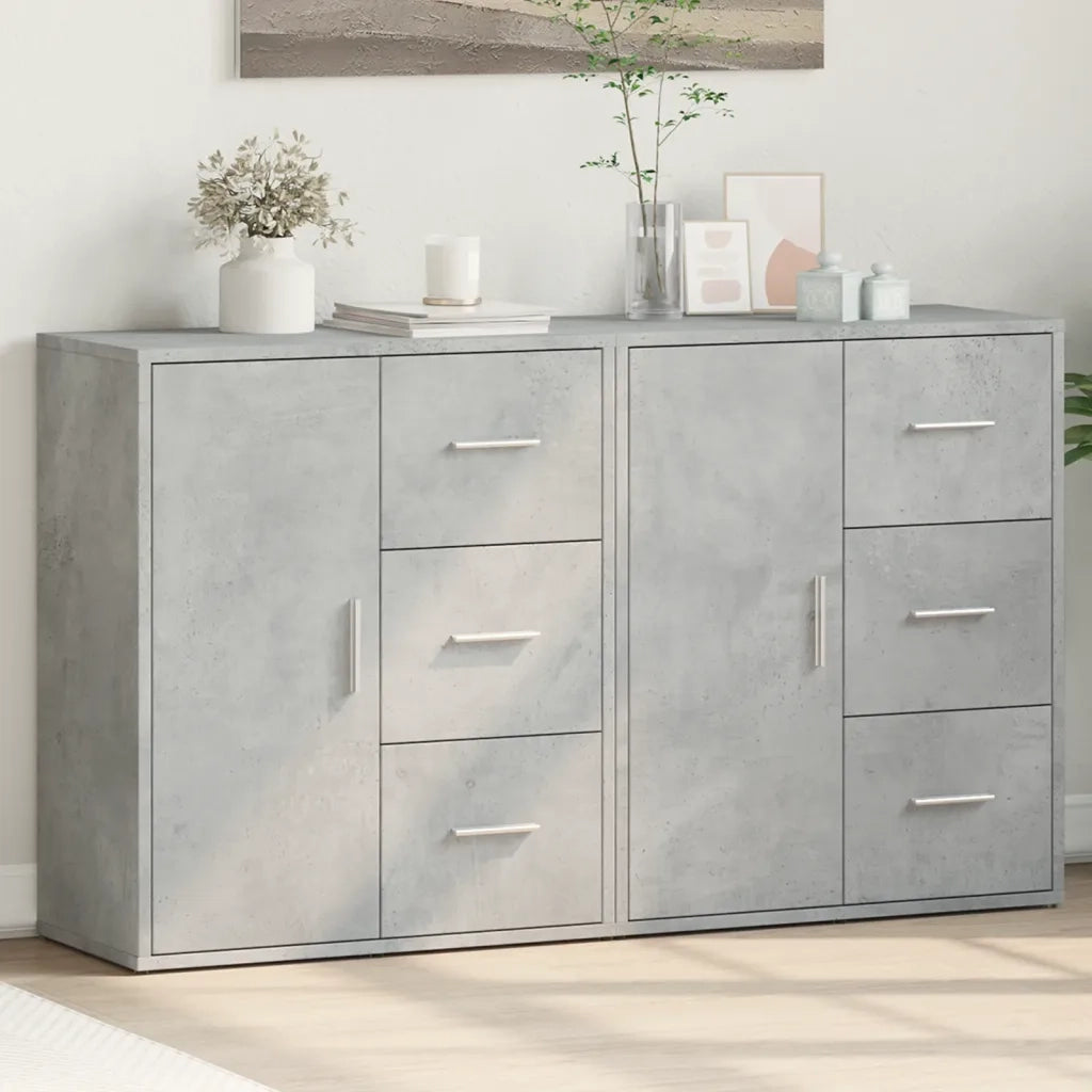 Credenze 2 pz | Madia | Buffet da pranzo | Armadio da pranzo Grigio Cemento 60x31x70 cm in Legno Multistrato