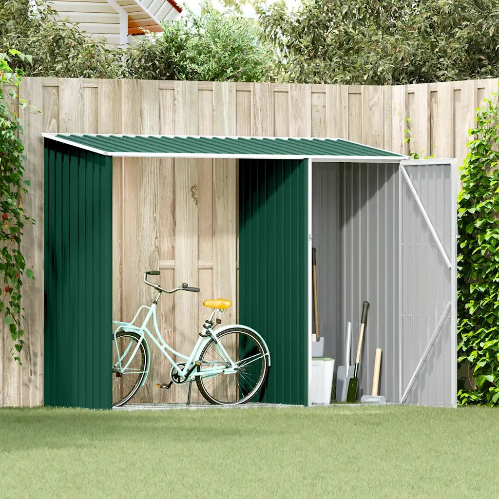 Capanno per Legna Verde 245x98x159 cm in Acciaio Zincato 46293