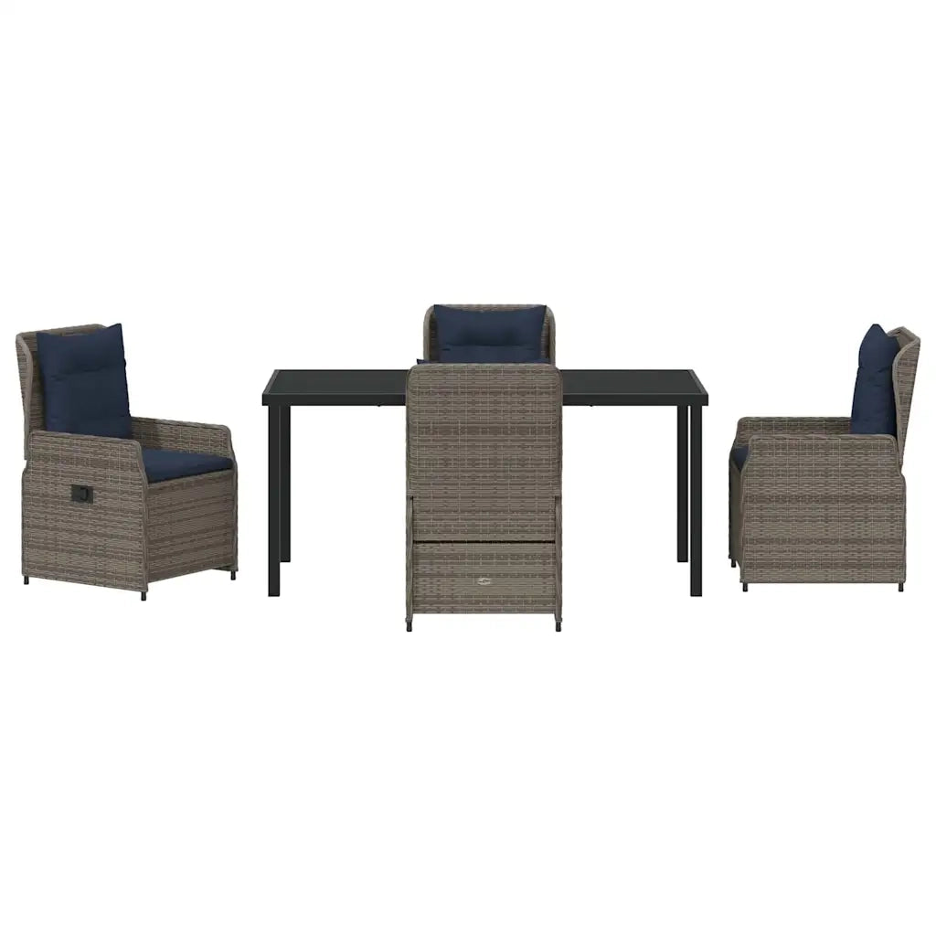 Set da Pranzo per Giardino 5 pcs Grigio Poly Rattan 3381033