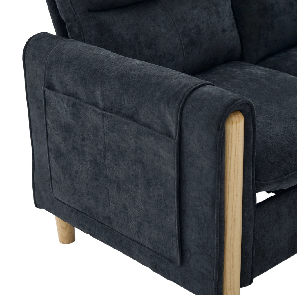 Divano modulare a U a 4 posti con 2 pouf contenitore; chenille nero