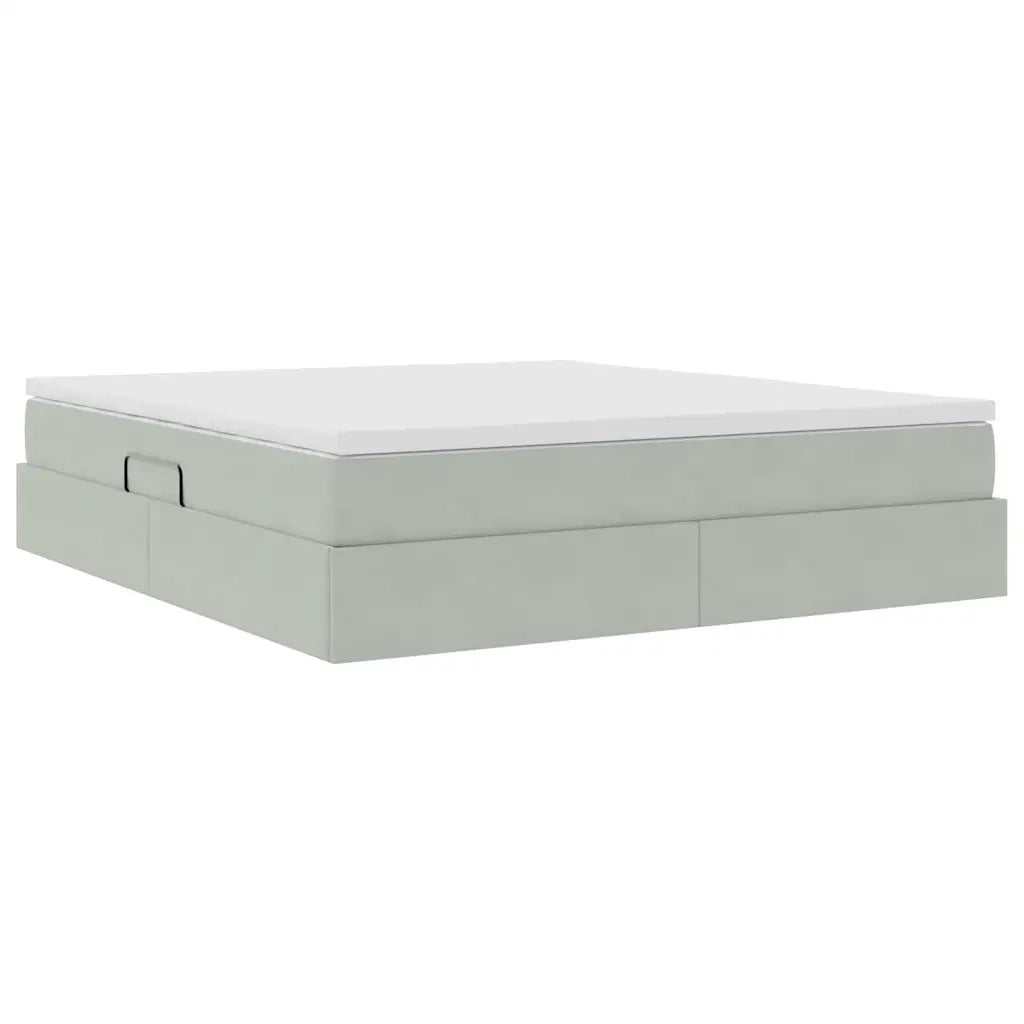 Letto con contenitore e materasso Grigio chiaro 180 x 200 cm 3370317