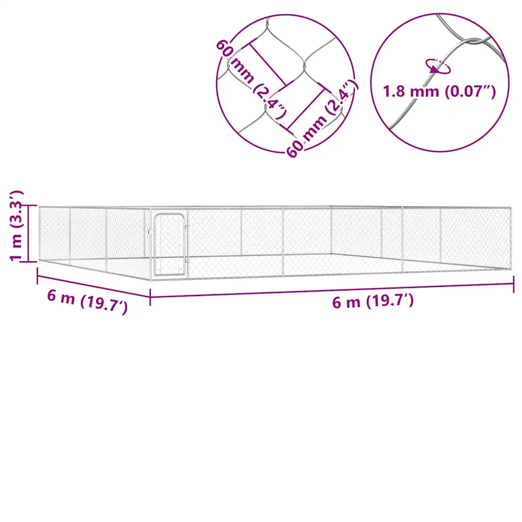 Canile da Esterno in Acciaio Zincato 6x6x1 m cod mxl 59360