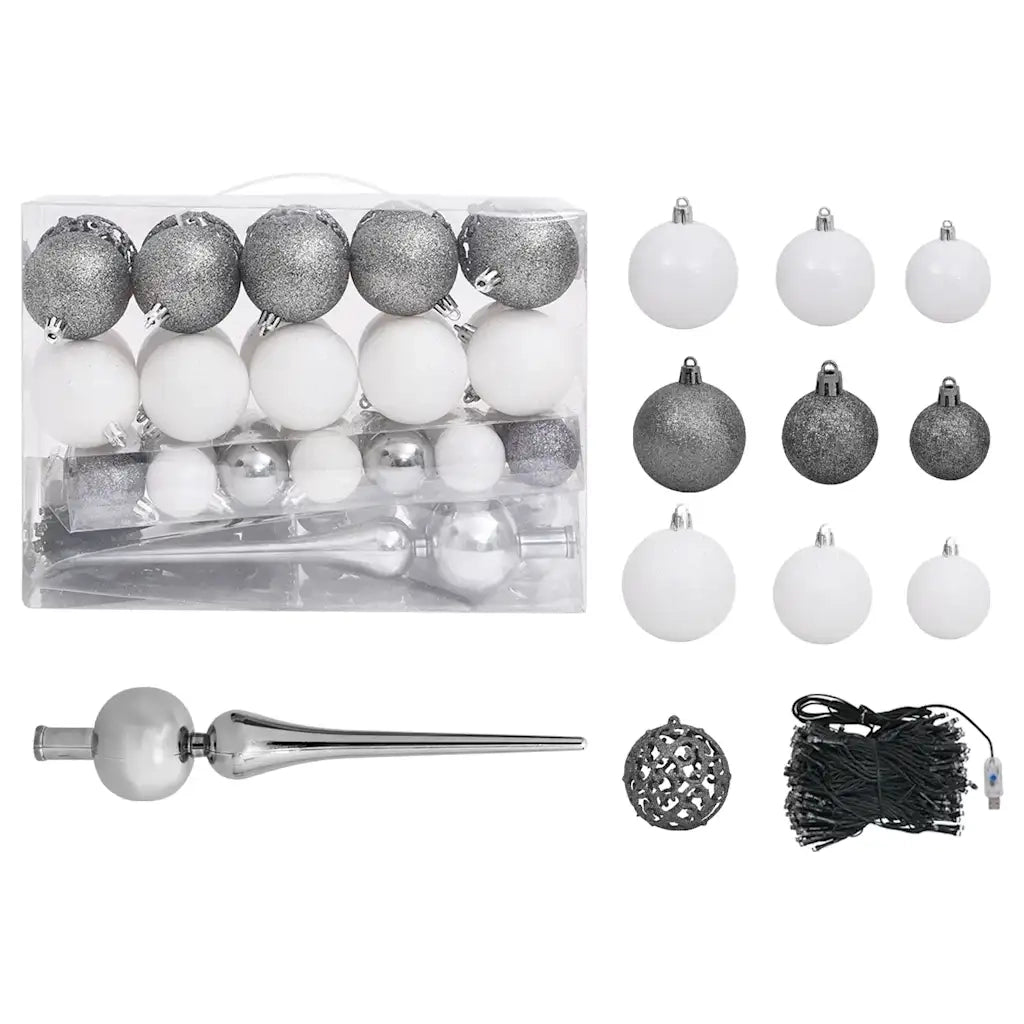 Set Albero Natale Artificiale con LED e Palline Nero 180 cm PVC  cod mxl 15695