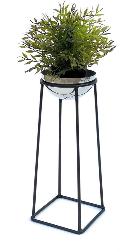 Cassa fiori in metallo con vaso nero e argento 43,5 cm supporto fiori 96078 S colonnina fiori stile moderno cassa fiori