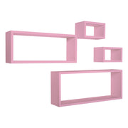 Set 4 Mensole da Muro Modello MERLINO, Pensile Bagno, Mensola Parete, Scaffale Parete. Misure 75x30 p15.5 cm, 60x25 p15.5 cm e 2 da 25x15 p15.5 cm. Finitura  ROSA BLUSH - MADE IN ITALY