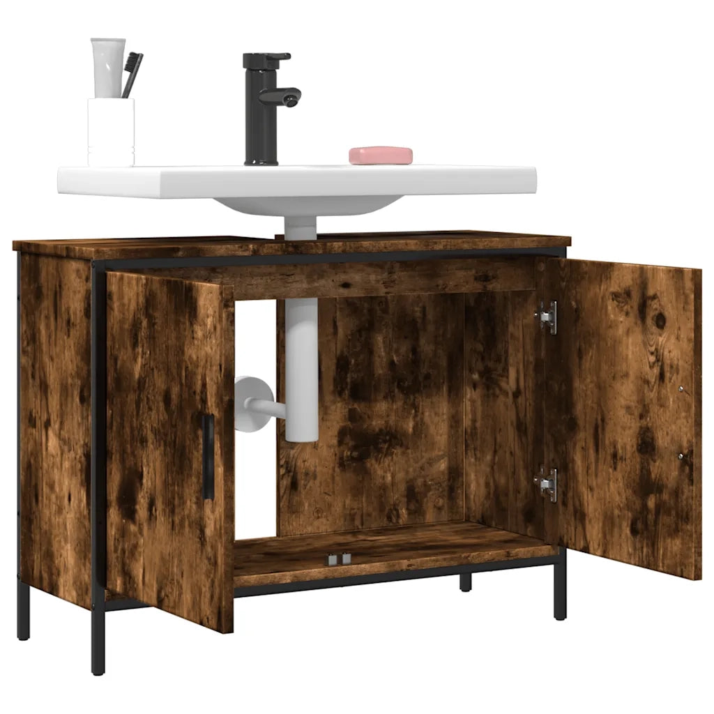 Mobile Lavabo | Armadio Lavabo Bagno Rovere Fumo 80x30x60 cm Legno Multistrato
