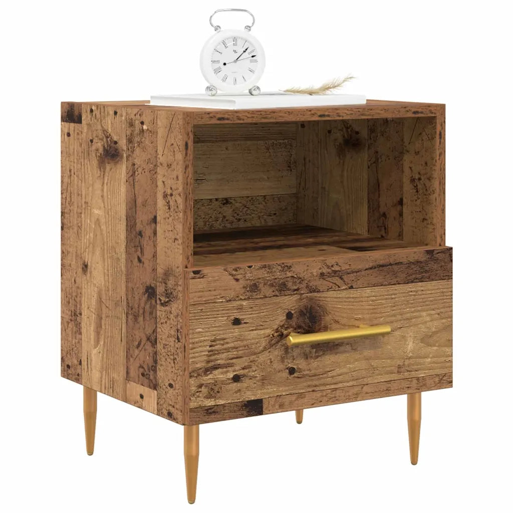 Comodino con cassetto 2 pz-Set di 2 Tavolino da notte Legno vecchio 40 x 35 x 47,5 cm