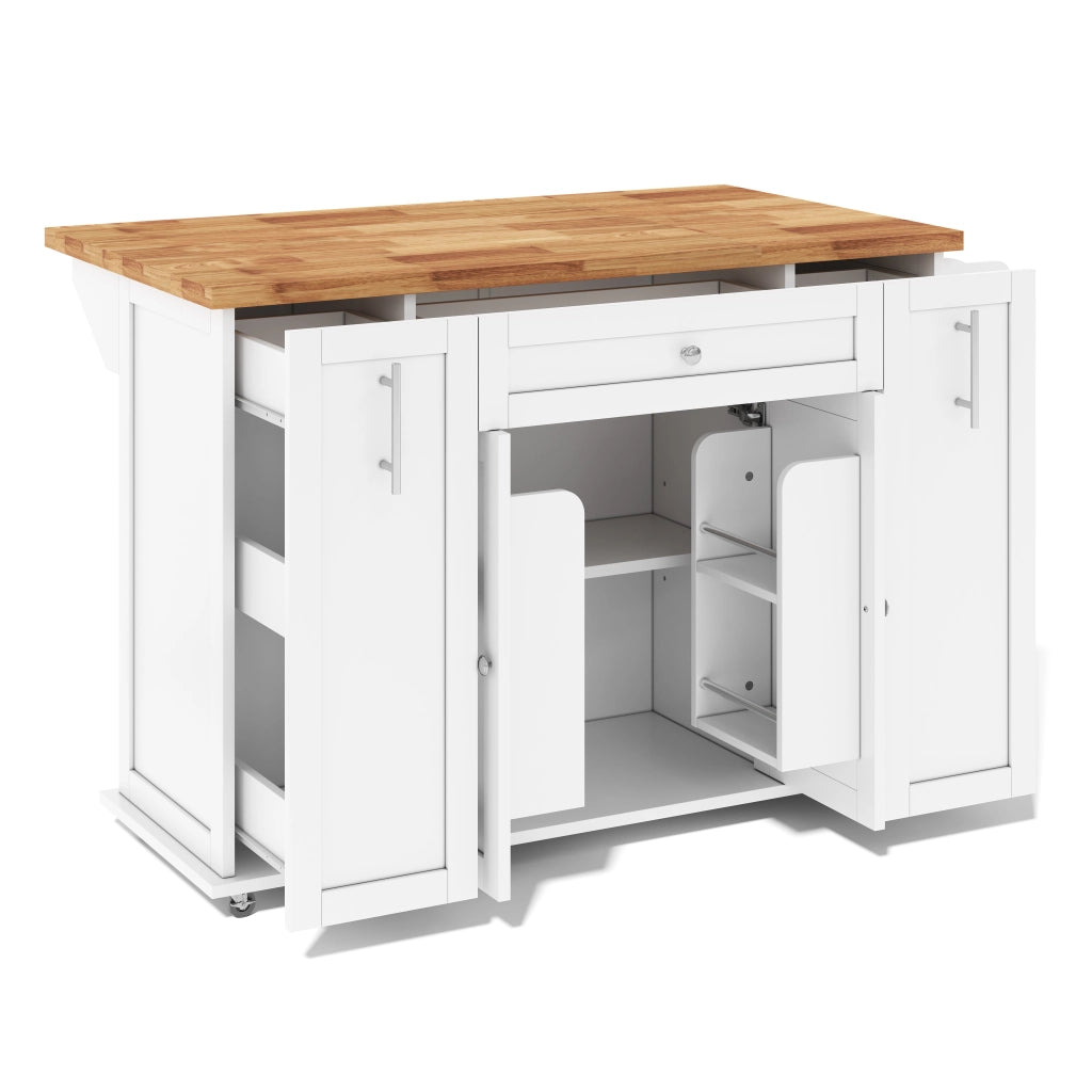 Carrello da cucina con piano ribaltabile; 3 cassetti; 2 ante e ripiani; per cucina; 120×45×87 cm