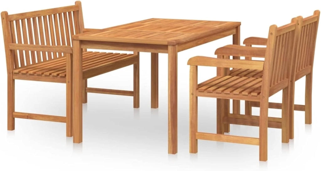 Set da pranzo da giardino 4 pezzi, set da tavolo e sedie da giardino, tavolo e sedie da terrazza, mobili da giardino esterni, set di mobili da giardino, legno massello di teak