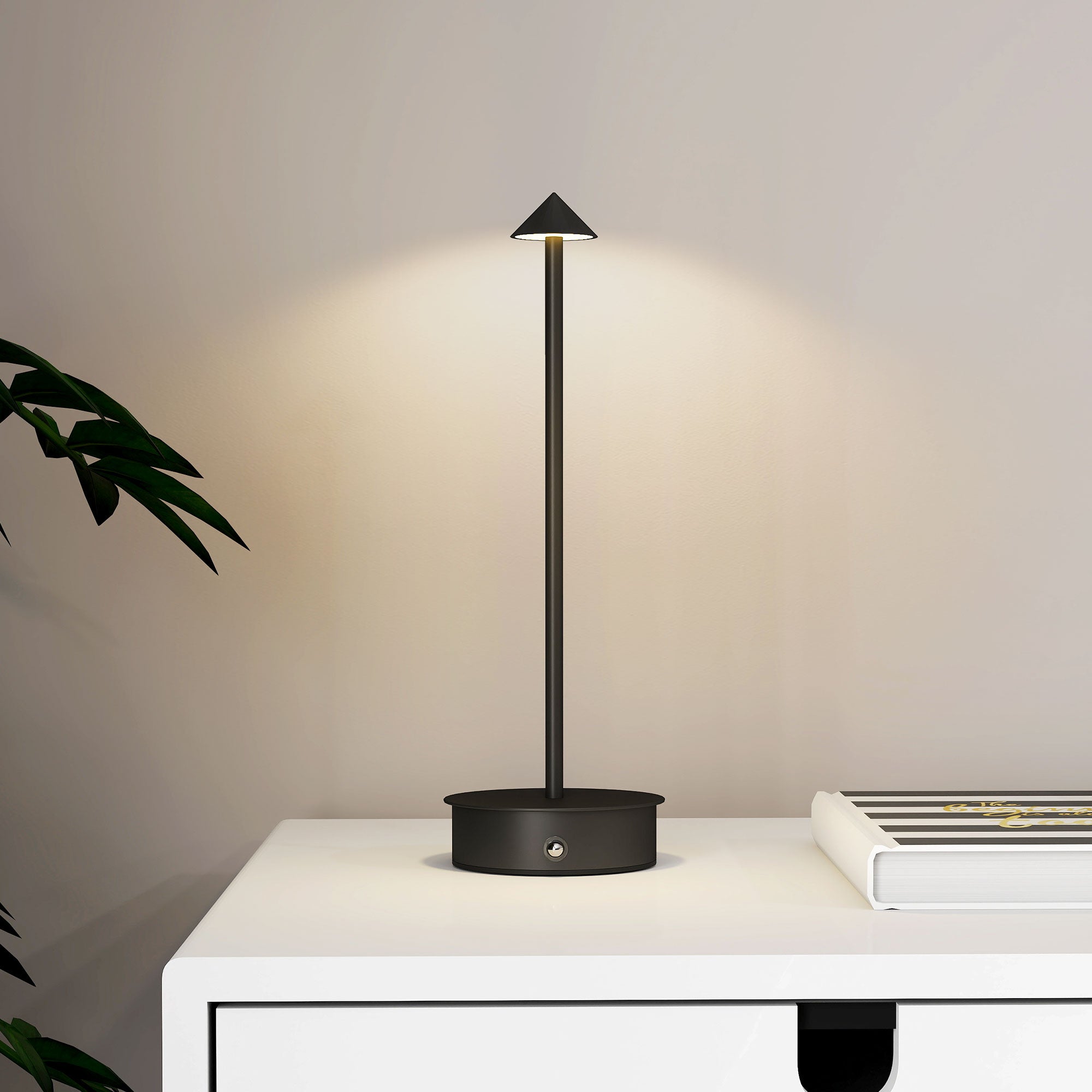 Lampada da Tavolo Touch Luce Led 3 Tonalità Ricaricabile con USB in Acciaio Nero