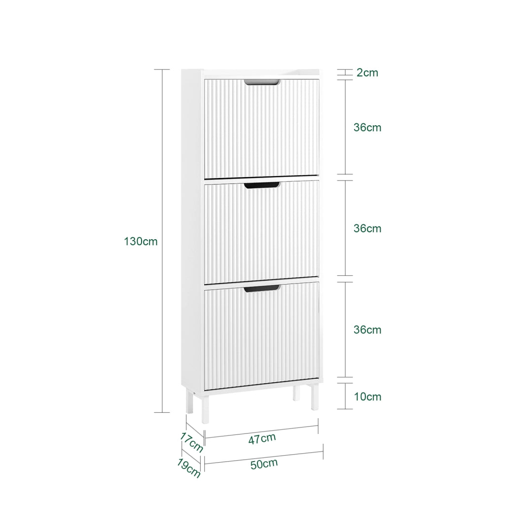 SoBuy Mobiletto portascarpe con 3 ribalte Mobile ingresso salvaspazio Regolabili Bianco 50x19x130cm FSR177-H-W