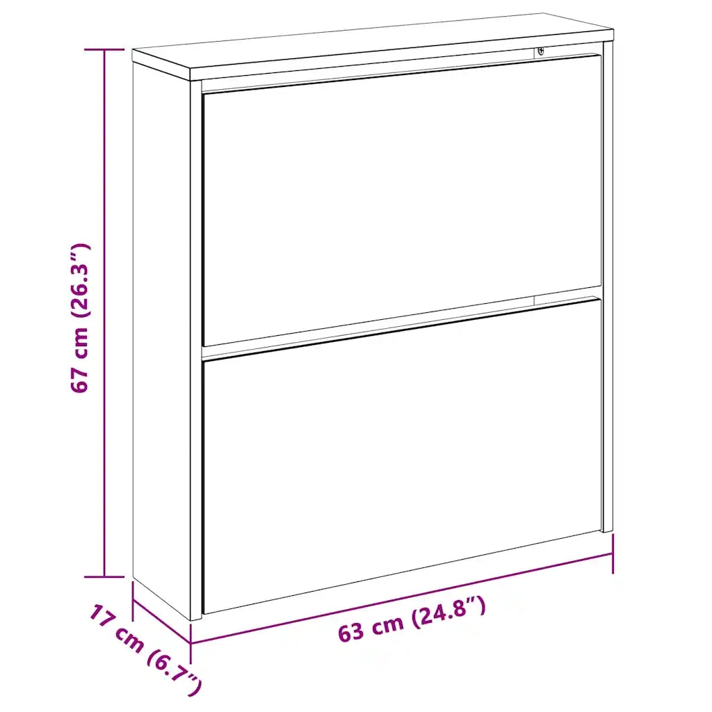 Scarpiera con Specchio a 2 Livelli-Mobile per scarpe Grigio cemento 63x17x67 cm