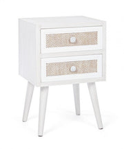 Mobiletto 2 Cassetti Legno Bianco Boho da Interno - MONIQUE