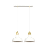 Lampadario Industrial 2 Luci Kubera In Acciaio Bianco Con Elementi In Oro