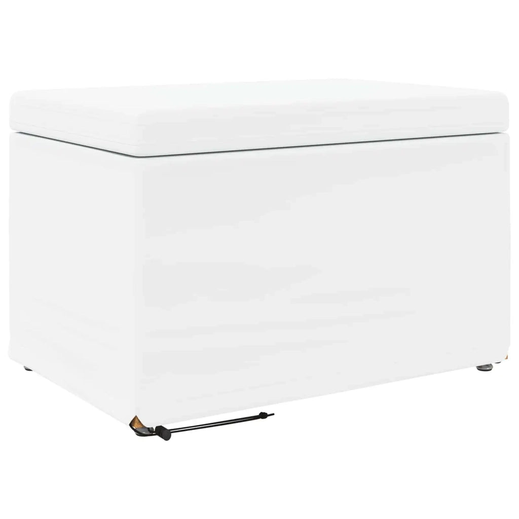 Pouf Bianco Pelle Sintetica e Legno Ingegnerizzato