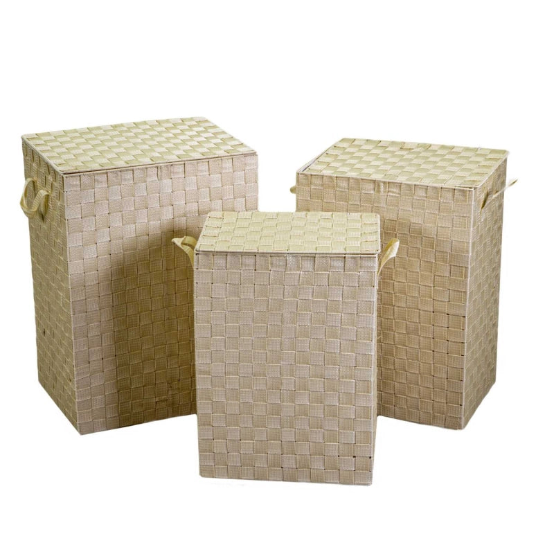 Cestone poliestere crema foderato 1-3 rettangolare cm 40x30x55