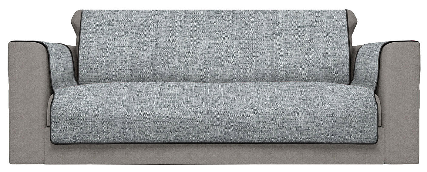 Copridivano con Copri Braccioli Seduta 60 cm in Poliestere Grigio Scuro