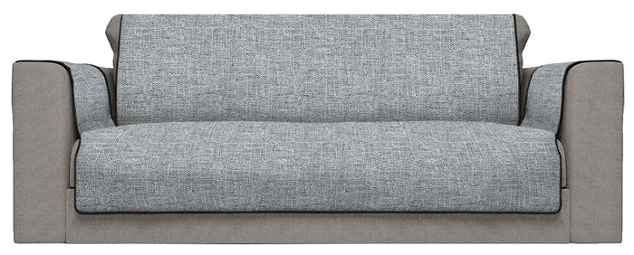Copridivano con Copri Braccioli Seduta 60 cm in Poliestere Grigio Scuro