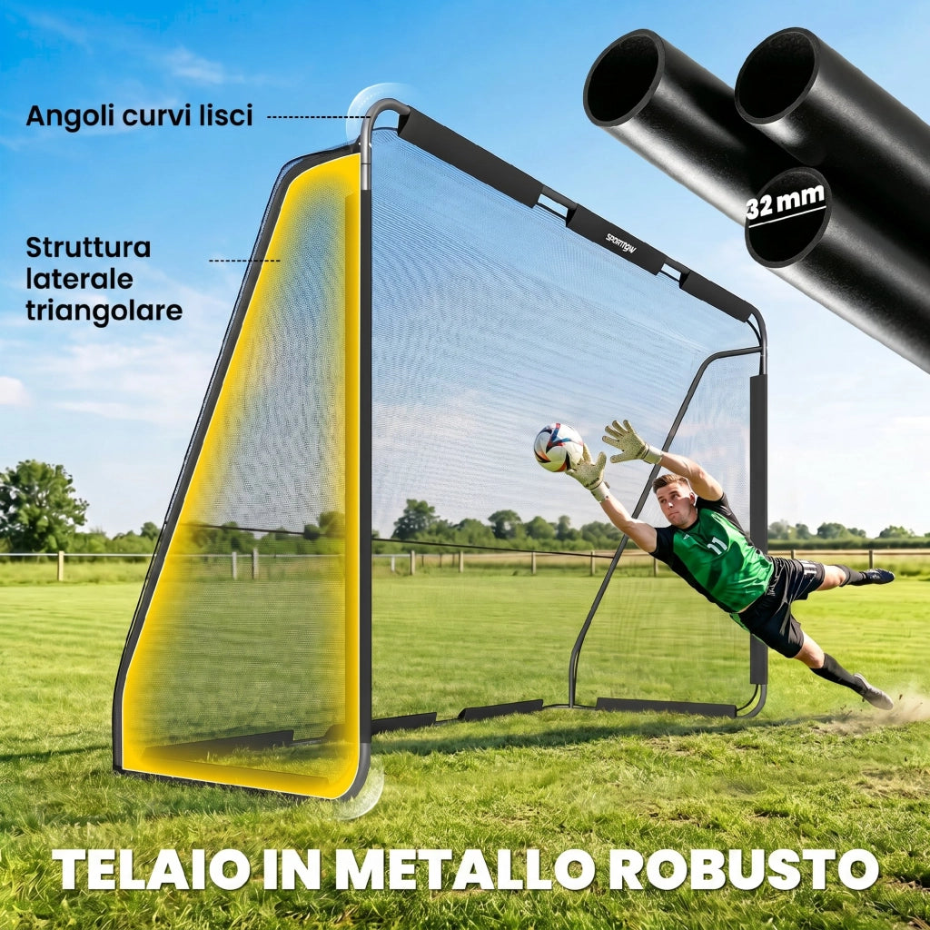 Porta da Calcio 3 x 2 m con Rete Robusta e Telaio in Metallo Stabile