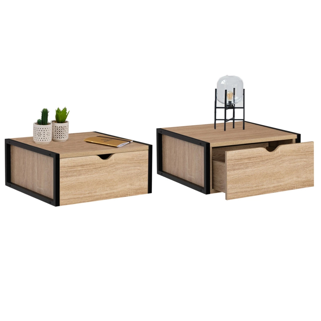 IDMarket - Set di 2 comodini appeso design industriale DETROIT